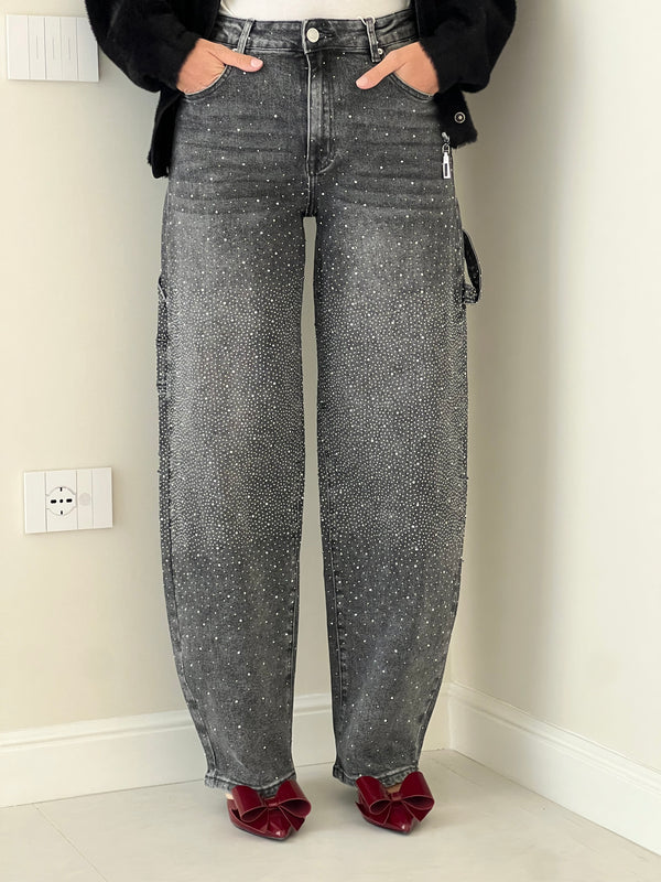 Jeans Ballon Strass Black - Jeans Donna -